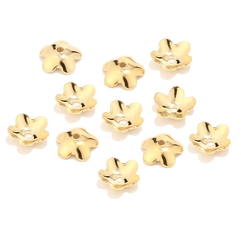 Bouchon de perles en acier inoxydable 304, avec fleur à filigrane dorée, 6mm, 10mm, pour la fabrication de bijoux, 40 pièces/lot ► Photo 1/6