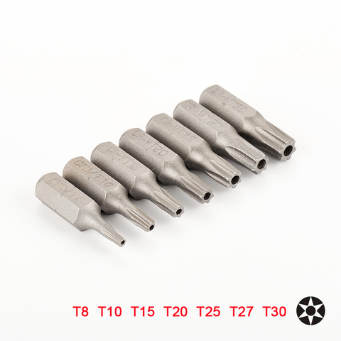 Jeu d'embouts tournevis Torx avec trou, 7 pièces, tige hexagonale T8 T10 T15 T20 T25 T27 T30, jeu d'embouts tournevis électrique de sécurité ► Photo 1/1