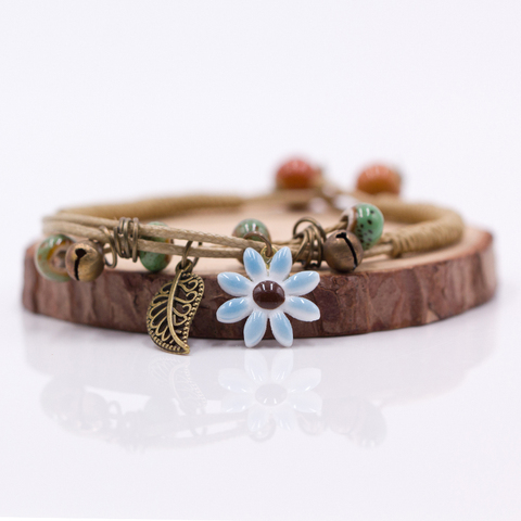 Femmes fleur feuille en céramique fait à la main bracelets à faire soi-même Artware rétro bracelet pour femme fille cadeau bijoux en gros #1241 ► Photo 1/5