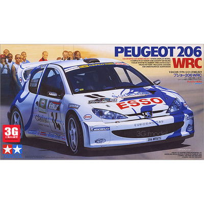 Modèle de voiture de montage avec échelle, modèle de construction automobile peugeot 1/24 WRC, Tamiya 206 ► Photo 1/6