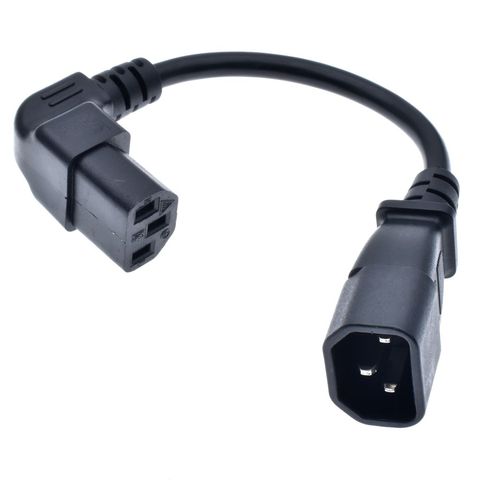 Câbles à sauter IEC 320 C14 à C13, cordon d'alimentation C14 à Up coudé pour connecteur de puissance d'extension PDU/UPS, 20cm,0.75mm ► Photo 1/5