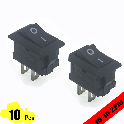 Interrupteur à bascule SPST, pieds en cuivre, 2 broches, 15x10mm, 10 pièces Kcd11 G130, Snap-in/OFF 3a/250V, tableau de bord de voiture ► Photo 1/5