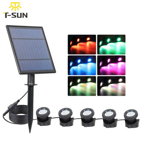 T-SUN 1/2/3/5 lumière RGB lumières solaires à l'extérieur IP65 étanche lumière solaire de pelouse lumière d'énergie solaire pour la décoration de piscine de chemin de jardin ► Photo 1/6