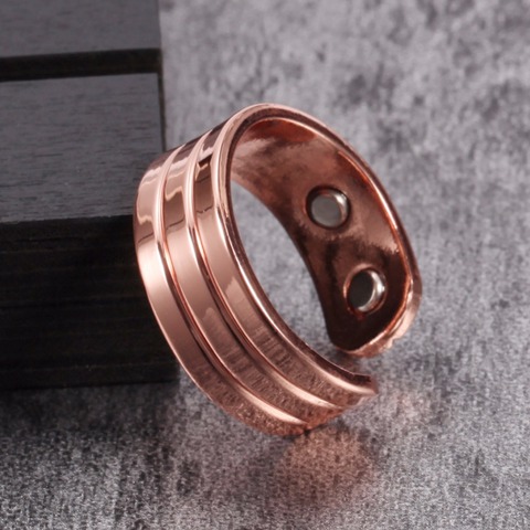 Vinterly pur cuivre anneau magnétique pour les femmes à la mode fiançailles anneaux de mariage pour les femmes hommes ouvert manchette réglable bague hommes ► Photo 1/6