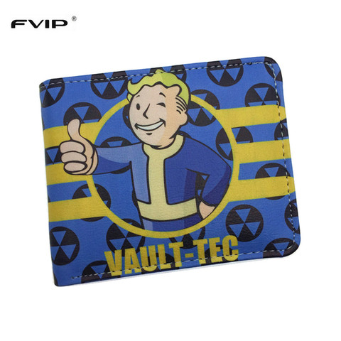 FVIP Nouvelle Arrivée Jeu Fallout Portefeuille Vault Tec Cool Conception De Bande Dessinée Portefeuilles Dollar Prix ► Photo 1/3