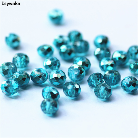 Isywaka a couru la couleur bleue du lac 4*6mm Rondelle de 50pcs autriche perle de verre en cristal à facettes perle d'espacement en vrac pour la fabrication de bijoux ► Photo 1/5
