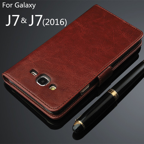 Pour fundas Galaxy J7 2016 étui magnétique à rabat de haute qualité étui de téléphone en cuir pour Samsung Galaxy J7 2016 J710F J700 ► Photo 1/6