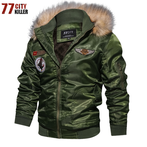 Veste d'hiver épaisse pour homme, 77City Killer, coupe-vent, veste de vol Air Force, tactique à capuche ► Photo 1/6