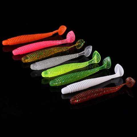 Lot d'appâts souples en Silicone pour la marche du poisson, pack d'appâts pour attraper des poissons comme les aloses, les bars et les aloses, avec queue en T, odeur de poisson, 7cm, 2.2g, 12 pièces ► Photo 1/6