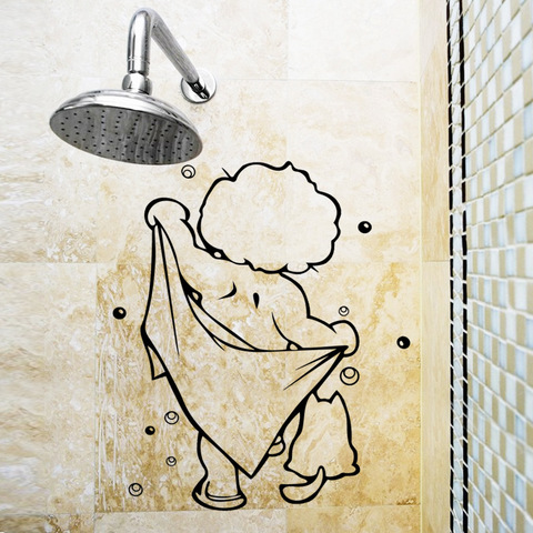 Autocollants muraux de bain pour enfants | Jolis Stickers de bande dessinée, porte en verre, fenêtre, décor imperméable, autocollant Art Mural, douche-cadeau pour bébé, autocollant en vinyle pour salle de bains ► Photo 1/6