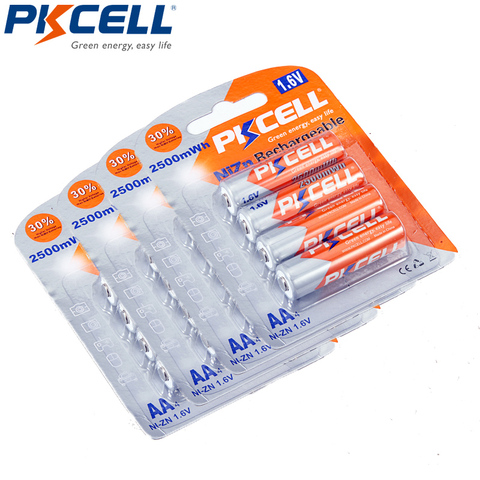 PKCELL – lot de 16 batteries rechargeables 1.6v AA NI-ZN, 2500mWh 2A, pour appareil photo ► Photo 1/6