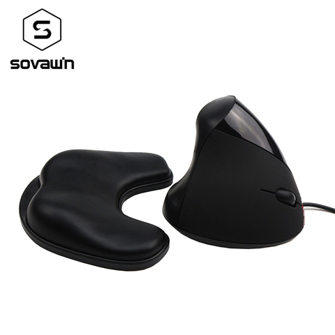 Sovawin – tapis de souris ergonomique verticale filaire pour ordinateur PC, USB, optique main droite, 2.4g, avec mousse à mémoire de forme, repose-poignet souple ► Photo 1/6