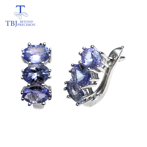 TBJ-boucles d'oreilles romantiques, petites pierres précieuses tanzanites naturelles en argent sterling 925, joli cadeau de saint-valentin pour femmes, boîte-cadeau pour dames ► Photo 1/6