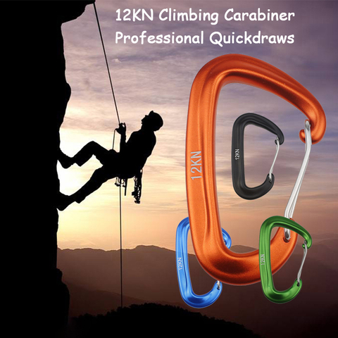 Mousqueton d'escalade professionnel en forme de D, crochet à boucle d'alpinisme, verrou de sécurité 12KN, accessoire d'équipement d'escalade en plein air ► Photo 1/6