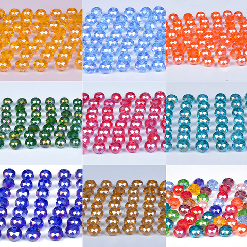 Perles de cristal rondelles en vrac tchèques de 4 6 8mm pour la fabrication de bijoux bricolage couture AB couleur entretoise perles de verre à facettes vente en gros ► Photo 1/6