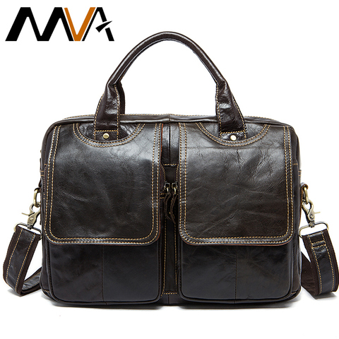 MVA – sac à main en cuir véritable pour hommes, mallette de bureau/ordinateur portable, pour documents d'affaires, 8002 – 1 ► Photo 1/6