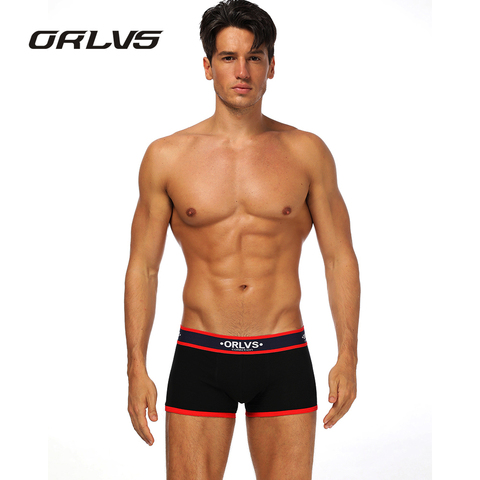 ORLVS hommes Boxer respirant coton sous-vêtement de marque Sexy culotte caleçon court mâle Cueca Boxershorts doux slip boxeurs hommes ► Photo 1/6
