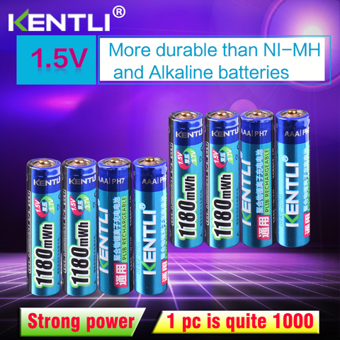 KENTLI – lot de 8 batteries lithium-ion rechargeables, 1.5v, 1180mWh, AAA, polymère, pour thermomètre, sans effet de mémoire ► Photo 1/6