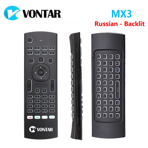 MX3 Air Mouse télécommande vocale intelligente 2.4G clavier sans fil rétro-éclairé MX3 Pro pour X96 mini KM3 A95X F2 H96 MAX Android TV Box ► Photo 1/6