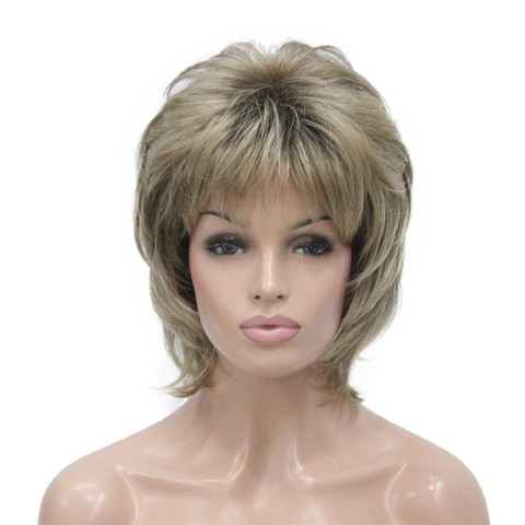 Perruque synthétique courte pour femmes, postiche naturelle, Auburn/Blonde, coiffures superposées sans cheveux ► Photo 1/6