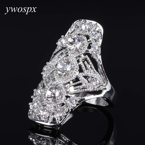 YWOSPX-anneaux en zircone cubique de couleur argent, bijou de luxe à la mode, anneau de mariage, cadeaux creux ► Photo 1/5