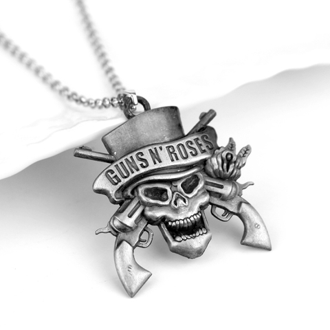 Colliers et pendentifs avec Logo de crâne et mort pour femme et homme, bijoux de la série Rock Music, N 'Roses ► Photo 1/6