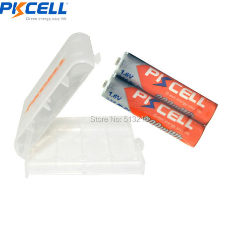 Lot de 2 Batteries rechargeables ni-zn aaa 1.6V 900mWh 3A, avec 1 boîtier de batterie en plastique avec logo de la marque PKCELL ► Photo 1/1