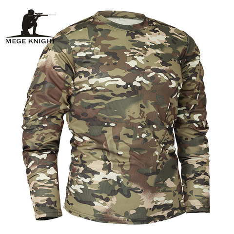 Mege Marque Vêtements Nouveau Automne Printemps Hommes À Manches Longues Tactique Camouflage T-shirt camisa masculina À Séchage Rapide Militaire Armée chemise ► Photo 1/6