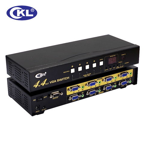 Boîte de répartiteur de commutateur VGA haut de gamme, avec audio 4 entrées 4 sorties CKL-444R x 2048 1536 MHz pour moniteur PC avec télécommande IR, commande rs-232, 450 ► Photo 1/6