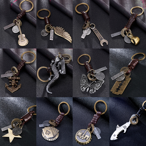 Porte-clés en cuir à Suspension papillon, plusieurs guitares, breloques pour clés de voiture, accessoires porte-clés sur un sac ► Photo 1/6