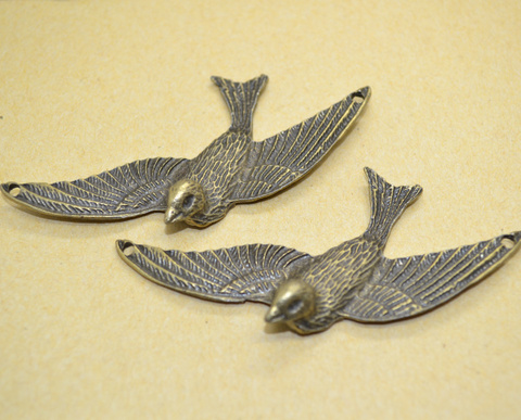5 pièces en alliage de Zinc breloques Antique Bronze plaqué oiseau breloques pendentifs en métal bijoux résultats ajustement bricolage 41*72mm D533 ► Photo 1/1