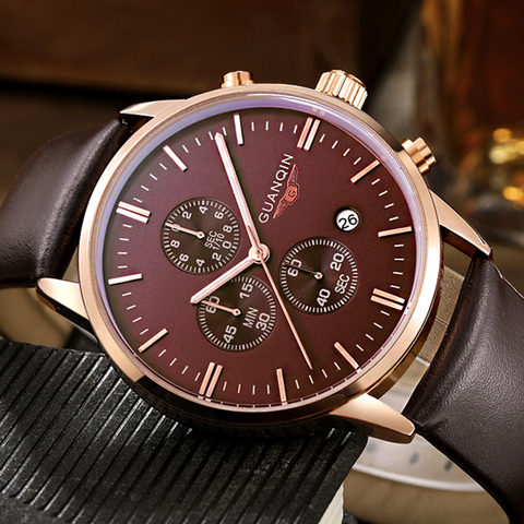 GUANQIN-montre de Sport militaire pour hommes, marque de luxe, chronographe à main lumineuse, horloge à Quartz ► Photo 1/6