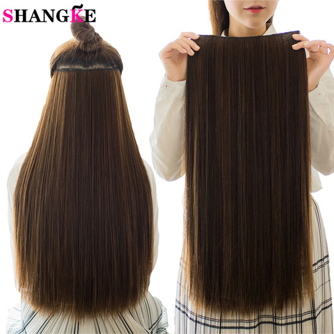 SHANGKE 5 clips/pièce naturel soyeux cheveux raides extension 24 