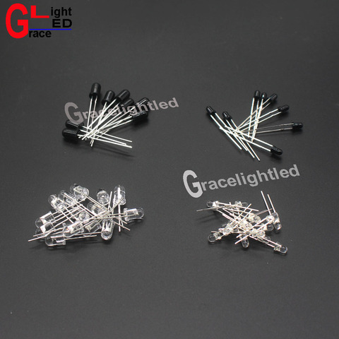 50 pcs 3mm 5mm 850nm 940nm IR LED émetteur infrarouge assorti et Diode récepteur IR Diodes 3mm 5mm IR Diode LED infrarouge lampe à LED ► Photo 1/3