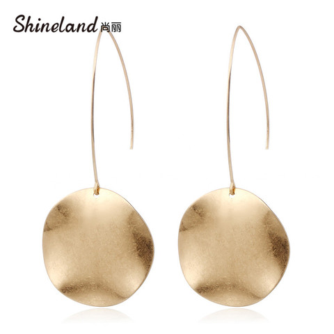 Shiniland – boucles d'oreilles en argent pour femmes, grandes, rondes, pendantes, tendance ► Photo 1/6