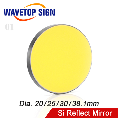 WaveTopSign Co2 Laser Si miroirs réfléchissants pour graveur Laser or-plaqué silicone réflecteur lentilles Dia.19 20 25 30 38.1mm ► Photo 1/6