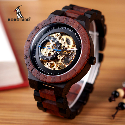 BOBO BIRD - montre mécanique Deluxe pour hommes, montre mécanique couleur bois, grandes montres pour hommes, montres Deluxe et de marque W-R05 ► Photo 1/6