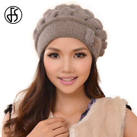 FS-bonnet en laine pour femmes, bonnet thermo-chaud, bonnet d'hiver tricoté à Double couche, protection auriculaire ► Photo 1/6