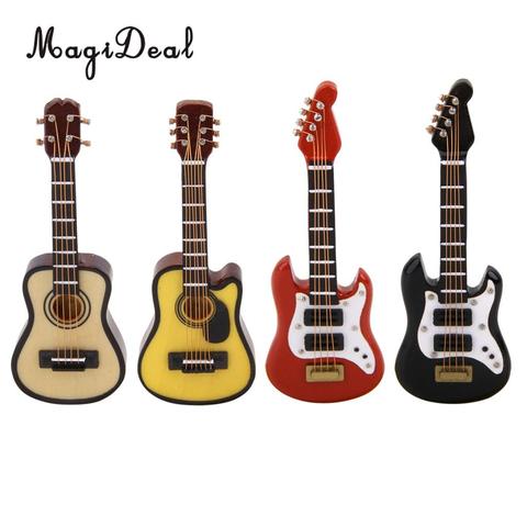 MagiDeal 4 couleurs 1:12 maison de poupée Miniature Instrument de musique guitare électrique pour enfants apprentissage éducatif Musical jouet maison décor ► Photo 1/6