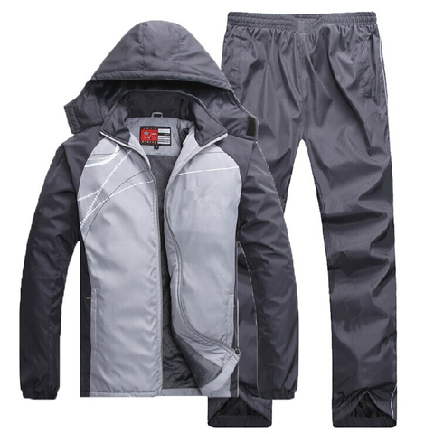 Combinaison de Sport thermique pour hommes, ensemble de vêtements de Sport, doublure polaire, pour entraînement en plein air, garder au chaud, Jogging, hiver ► Photo 1/1