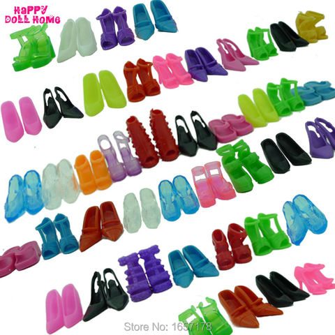 12 paires mixte mode coloré talons hauts sandales accessoires pour Barbie poupée chaussures vêtements robe Prop fille bébé meilleur cadeau jouets ► Photo 1/6