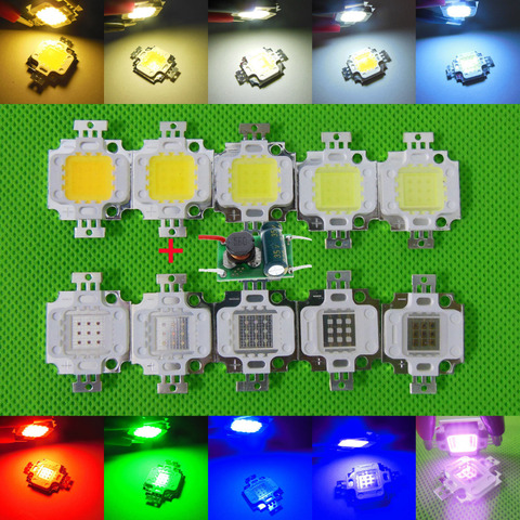 Puce LED UV IR 10W, blanc chaud froid, rouge, vert, bleu Royal, spectre complet + pilote LED 12v ► Photo 1/1
