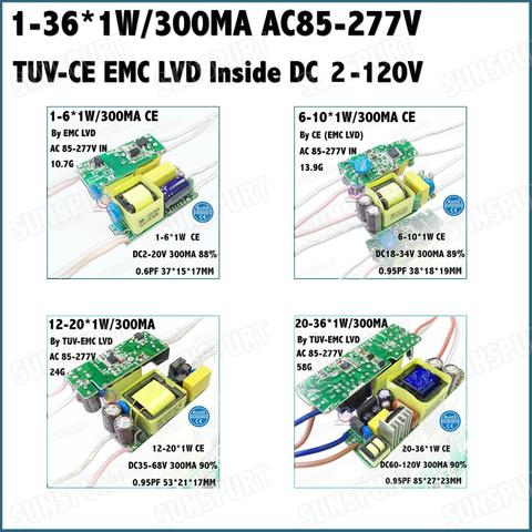 5-20 pièces TUV-CE EMC LVD PF À L'intérieur 36 W AC85-277V LED Conducteur 1-36Cx1W 300mA DC2-120V Courant Constant Pour lampe à LED Livraison Gratuite ► Photo 1/6