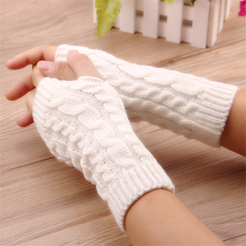 Gants tricotés pour femmes, chauffe-mains, Crochet de bras, mitaines en fausse laine, chauds sans doigts, Luvas, hiver ► Photo 1/6
