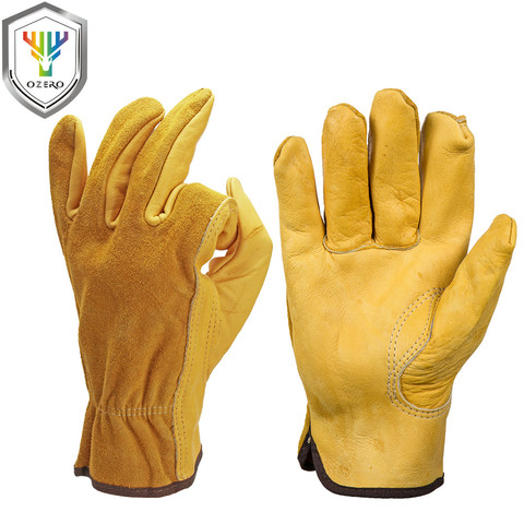 OZERO – gants de travail en cuir de vache pour hommes, Protection de sécurité, vêtements pour travailleurs de soudage, 1008 ► Photo 1/6