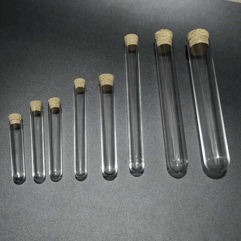 Tubes de test en plastique dur, diamètre de 12 à 25mm, avec bouchon en liège pour expériences, longueur de 60 à 150mm ► Photo 1/6