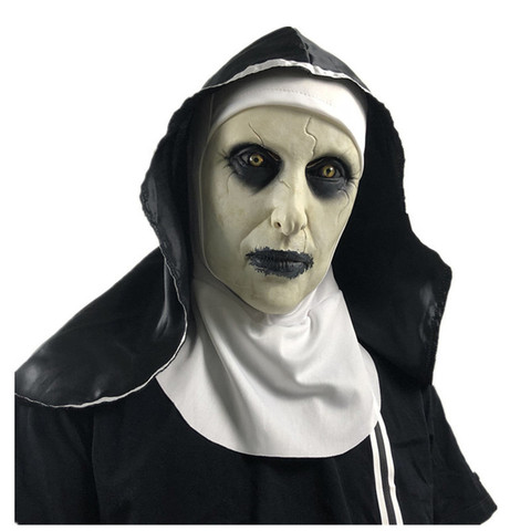 The Nun-masque facial en Latex avec foulard tête, masques faciaux, Crucifix, terreur, Cosplay, Thriller effrayant, Antifaz pour Fiesta, Mascara, croix ► Photo 1/6