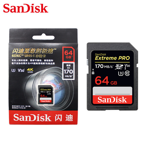 Sandisk – carte SD Extreme Pro, 32 go/64 go/100% go/256 go/128 go, classe 10, U3, vitesse de lecture Max 170 mo/s, 95 mo/s, carte mémoire pour appareil photo, authentique ► Photo 1/6