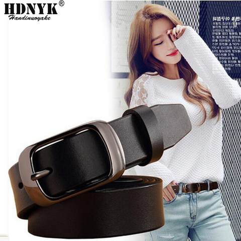 Large ceinture en cuir véritable pour femme, avec boucle noire, Vintage, peau de vache, qualité supérieure, pour Jeans, offre spéciale ► Photo 1/5