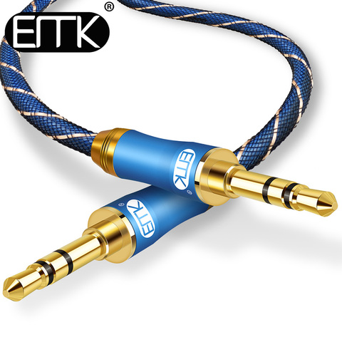 EMK 3.5mm Jack Audio Câble Plaqué Or 3.5mm Mâle à 3.5mm mâle Aux Câble 3 m 5 m pour iPhone Voiture Casque Haut-Parleur Cordon Auxiliaire ► Photo 1/6